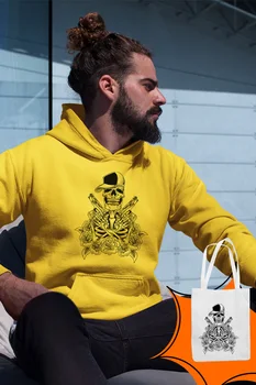 

Angemiel Wear Gangster Skeleton Yellow Men 'S Hooded Sweatshirt Bags Kombin