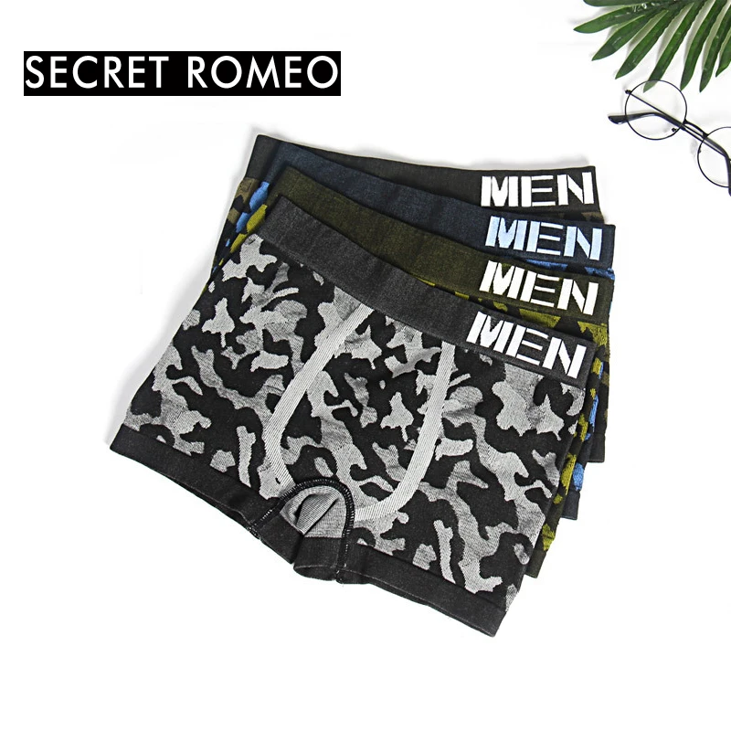 4pcs/lot Mens Underwear Sexy Boxer Short Gay Camouflage Penis Pouch Bulge Panties Shorts Seamless Underpants for Men Male Pack