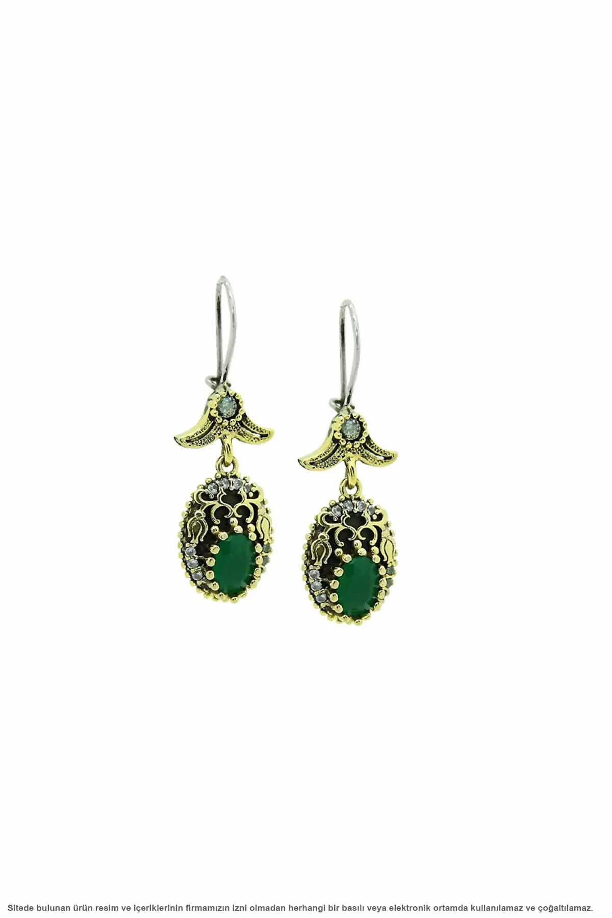 

Silver Stem Emerald Cubic Zirconia Women Earrings