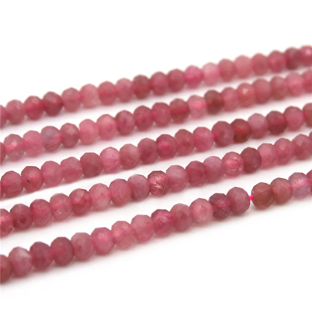 

Pink Tourmaline Beads Faceted Abacus Shape 3X4mm Natural Gemstone Stone For Jewelry Making Bracelet Necklace Earrings DIY Craft