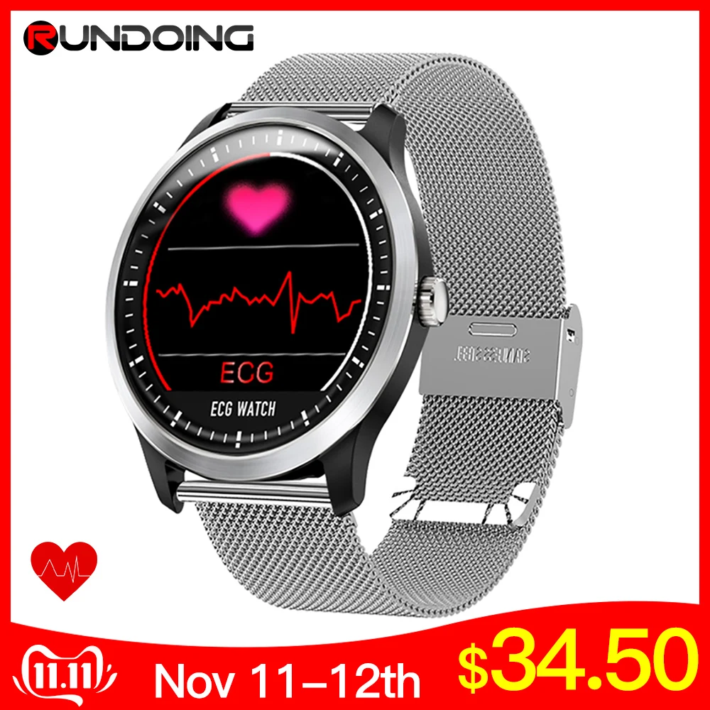 Online RUNDOING N58 EKG PPG smart watch mit ekg ekg display, holter ekg herz rate monitor blutdruck smartwatch