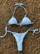 Tankini-traje de baño pequeño para mujer, microbikini azul, conjunto de bikini brasileño de estilo vendaje púrpura de cintura baja, traje de baño de dos piezas