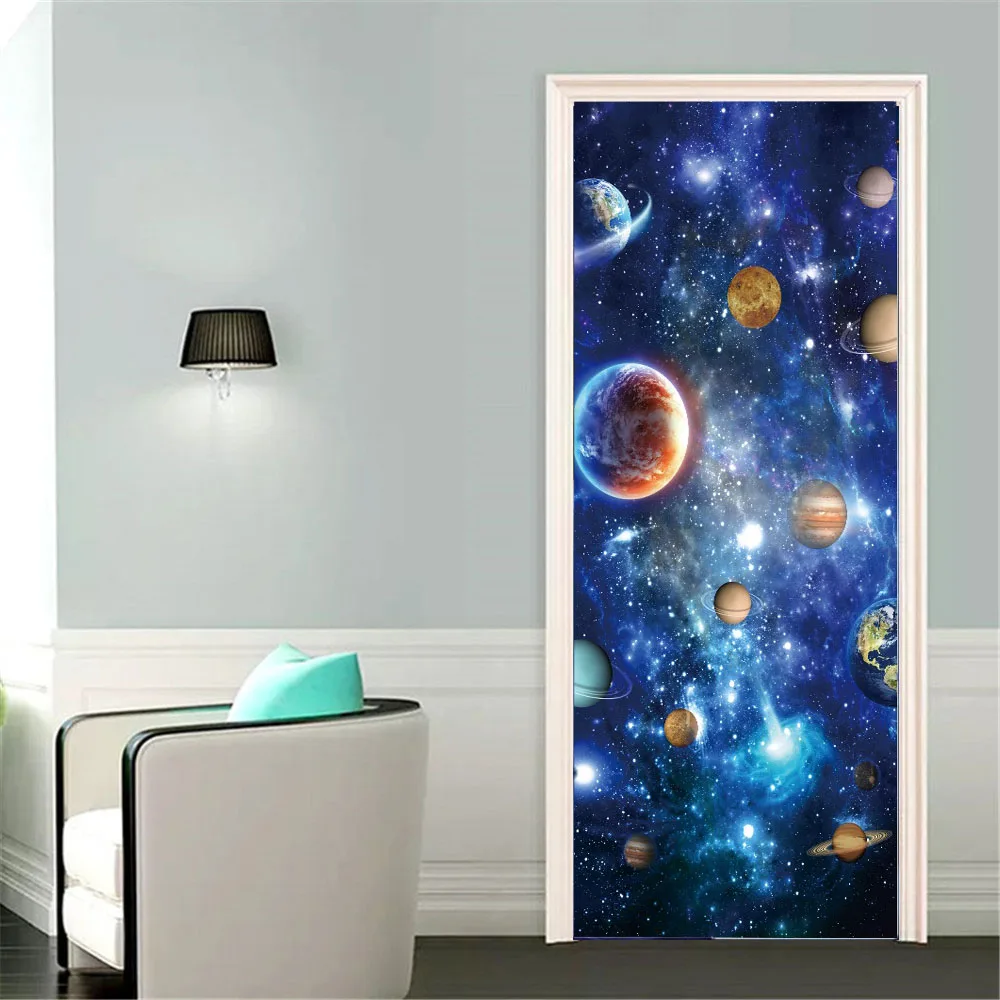 Sticker Porte 3D 95x205cm Rouille Industrielle - Autocollant Mural Amovible PVC Étanche