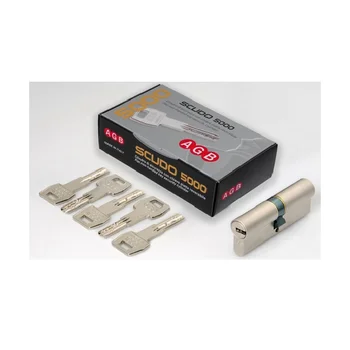 

AGB Shield series 5000 PS cylinder double contoured C40016.35.35 (40/40) CEN mm.80 brass nickel plated