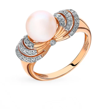 

Gold ring with pearls and diamonds sunlight sample 585