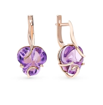 

Gold earrings with amethyst sunlight sample 585