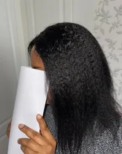 RESHINE-Peluca de cabello liso rizado 13x4, pelucas de cabello humano con encaje frontal Yaki europeo, peluca de cabello humano liso prearrancado