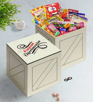 

Personalized Dear Teacher In Wooden Box Nostalgic Lezzetler Gift Seti-2