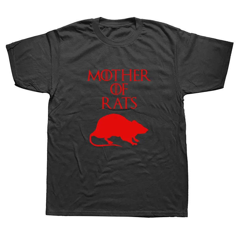 Летняя стильная забавная Мужская футболка «Мама крыс», Уличная Повседневная хлопковая футболка с коротким рукавом и принтом в стиле хип-хоп, Повседневная футболка с круглым вырезом, топы, футболки - Цвет: Black