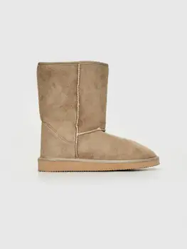 

WOMEN'S PLUSH LINED SNOW BOOTS WARM TOP QUALITY WINTER BELOW KNEE ROUND TOE ADULT SOFT FLAT MIDI