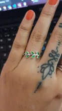 Hoja Verde hecha a mano creativo de Plata de Ley 925 temperamento personalidad moda femenina de tamaño reajustable de moda anillos de apertura SRI028