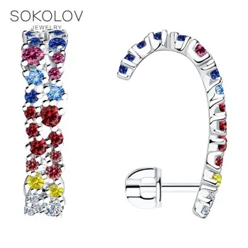 

SOKOLOV drop earrings with stones in silver with cubic zirconia, fashion jewelry, 925, women's/men's, male/female, women's male, long earrings