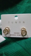 Drop-Earrings Jewelry Gifts Rhinestone Pendientes Metal Double-Circle Small Gold-Color