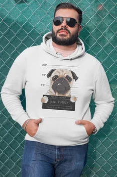 

Angemiel Wear Bad Puggy White Men 'S Hooded Sweatshirt
