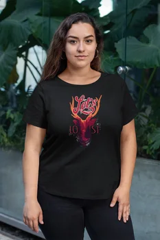

Angemiel Wear Lets Get Lost Deer Black Women Cotton Large Size T-Shirt