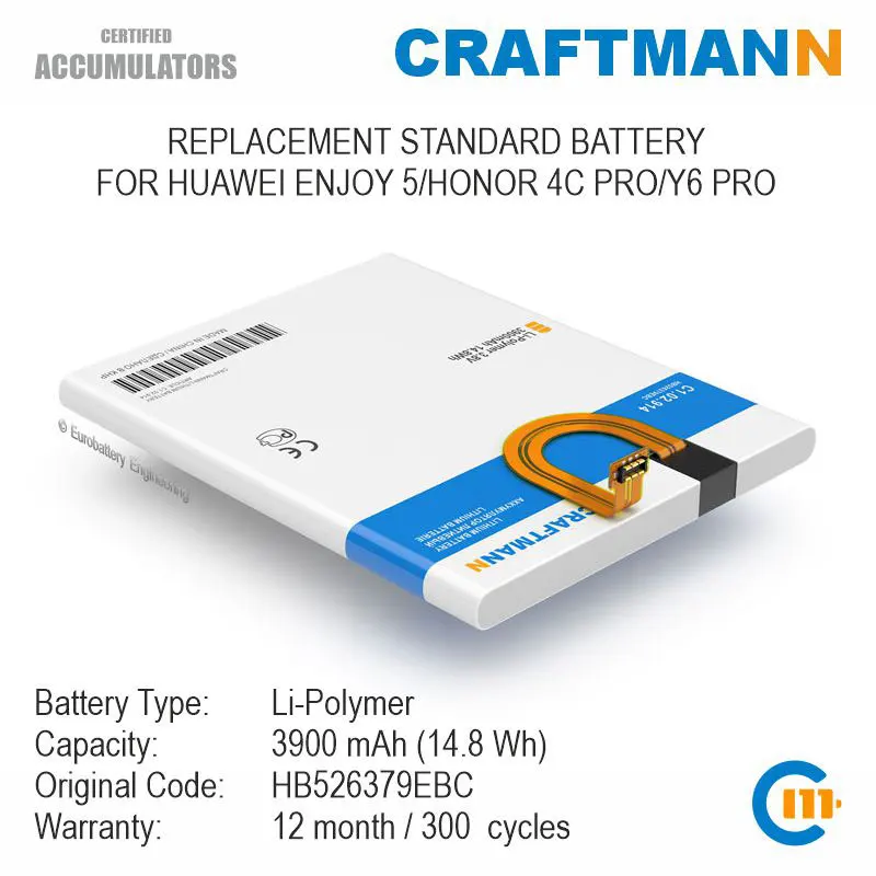 

Battery for HUAWEI ENJOY 5/HONOR 4C PRO/Y6 PRO (HB526379EBC)
