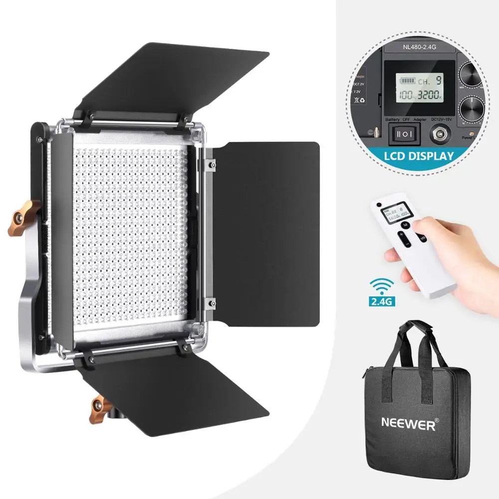 

Neewer Advanced 2.4G 480 LED Video Light, Dimmable Bi-Color LED Panel+Wireless Remote for Product Photography, Studio Shooting