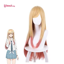 

L-email wig My Dress Up Darling Marin Kitagawa Cosplay Wig Yellow Gradient Pink Long Straight Wigs Heat Resistant Synthetic Hair