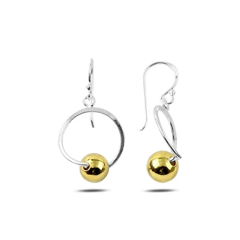 

KUTAYDAN Gold Plated Dangle Ball Earrings 925 Sterling Silver