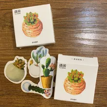 Mohamm-pegatinas con sensación de suculenta en caja para chica, pegatinas creativas, dibujo de planta, pegatinas escamas, regalo de colección de recortes, 50 Uds.