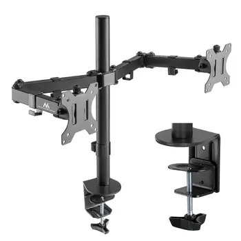 

Maclean Double Twin Arm Desk Bracket Monitor LCD VESA 75x75 100x100 17"-32" CLAMP 16kg