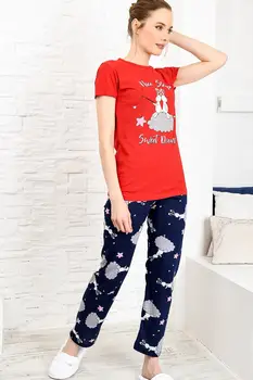 

Trend Alacati Style Women Red Printed Pajamas set ALC-X3965