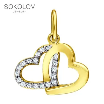 

Sokolov pendant in yellow gold with cubic zirconia, fashion jewelry, 585, women's male, pendants for neck women