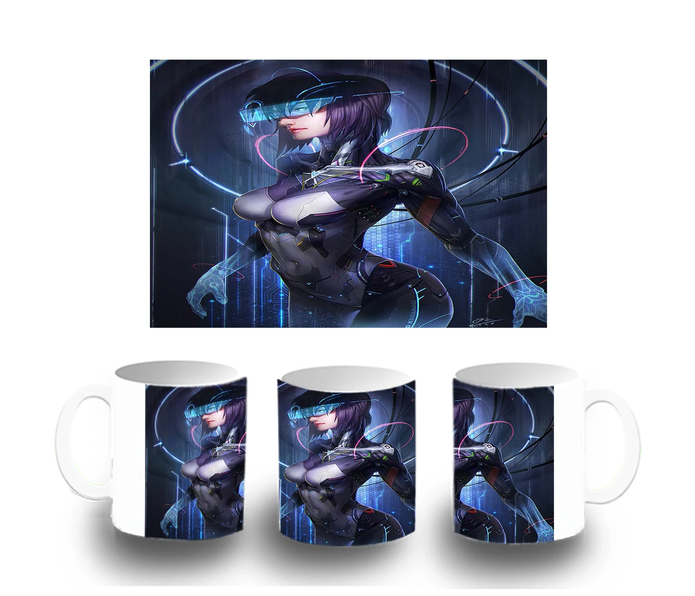 CUP MOTOKO KUSANAGI PORTRAIT color mug | Дом и сад