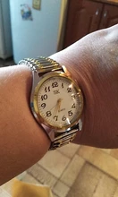 Reloj de cuarzo Vintage para hombre y mujer, pulsera elástica de oro y plata, de negocios, para parejas, para fiesta y oficina, 1 Uds.