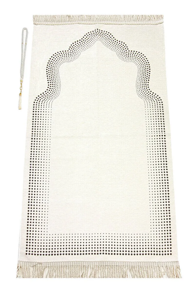 

WONDERFUL Gift Luxury Mihrab Patterned Plain Chenille Prayer Rug Cream ,Claret Red & Purple color