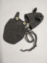 Sombrero de oso de peluche mohair hecho a mano + Pantalones cortos, accesorios de fotografía recién nacido