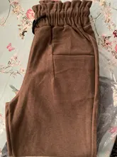 Womens Pants Trousers Harem Woolen Black High-Waist Winter Plus-Size Warm LYZCR Ankle-Length