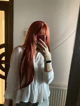 Straight Wigs Bangs Heat-Resistant Orange Cosplay Natural Long Ombre Women with Red Henry Margu