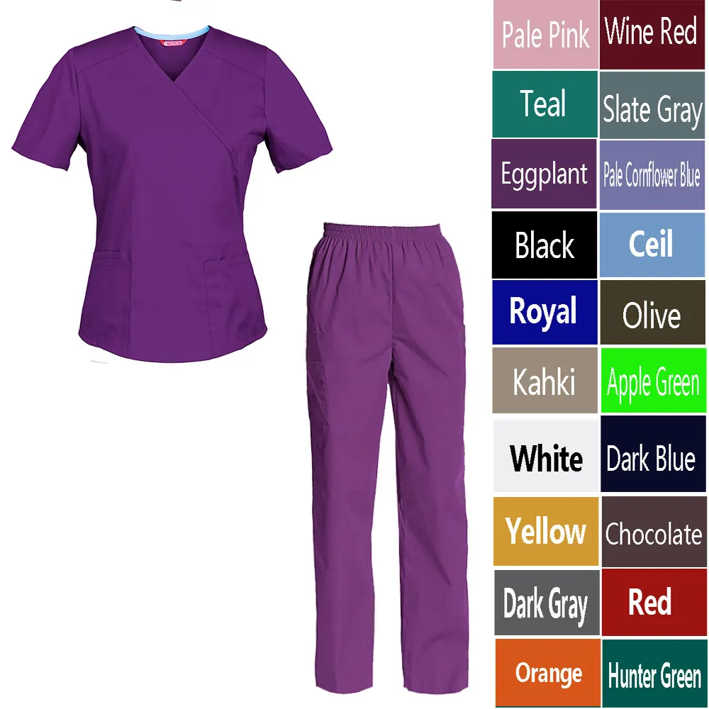 Women Scrub Set Nursing Uniform Top and Pants