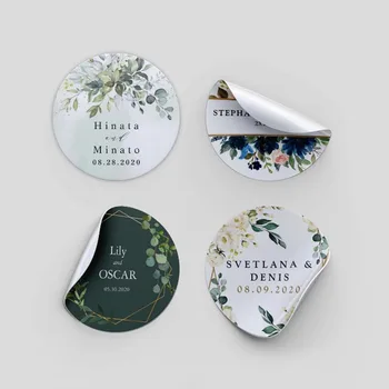 

100pcs Customized Wedding Stickers Invitation Seals personalized label Name Date birthday party Favors Gift Box decoration bag