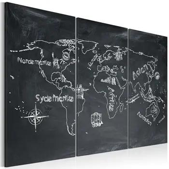 

Table-Lesson geography (Swedish language)-triptych-60x40