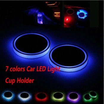 

2X Car LED Light Cup Holder Automotive Interior USB Colorful Atmosphere Lights Lamp Drink Holder Anti-Slip Mat Auto Products