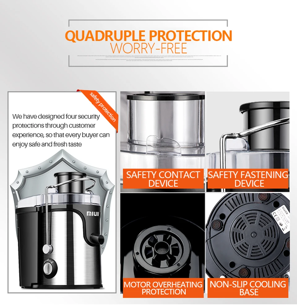 Juice Extractor High Speed for Fruit and Vegetables Dual Speed Setting Centrifugal Fruit Machine with Juice Jug