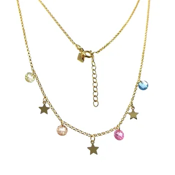 

Choker Sterling silver chain 925m 42cm. Gold plated detail stones zircons 5mm. Star reasa