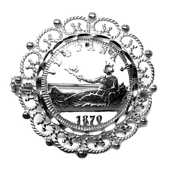

Pin brooch pendant 925 Sterling silver m coin Spain openwork [AC0034]