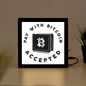 

Bitcoin accepted handcrafted Wooden Light Box Sign for Home, Restaurant, Coffee Shop Business Signage