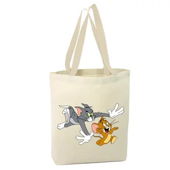 

Angemiel Bag Running Tom and Jerry of Fun Shopping Beach Tote Bag
