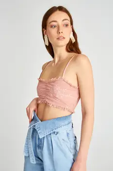 

Trendyol Ruched Crop Knitted Blouse TWOSS20BZ1514