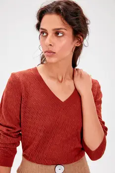 

Trendyol Tile V-Neck Knitwear Sweater TWOAW20FV0186