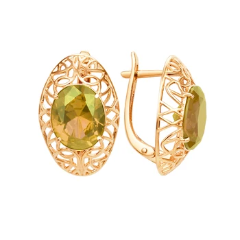 

Gold earrings with sultanites sunlight sample 585