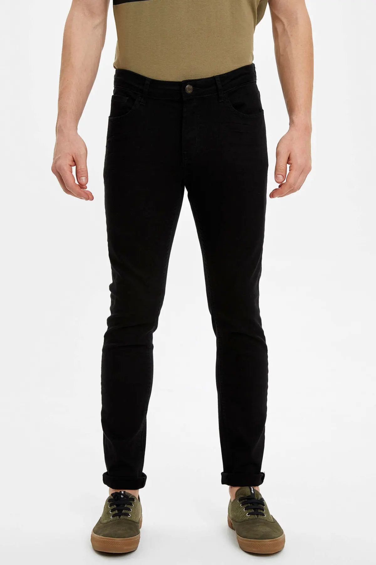 DeFacto мужские весенние повседневные Черные джинсы прямые длинные Trousers