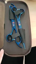 Tijeras profesionales grandes de 7,0 pulgadas para corte de peluquería, tijeras de adelgazamiento de 6,5 pulgadas, para barbería, JP440C, color azul, A0132A