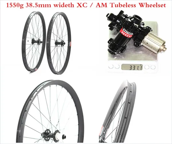 

650B Full Carbon Mountain Bicycle Wheel 27.5" MTB Hookless Rim With Thru-Axle Hub 38.5 wide Tubeless Rims