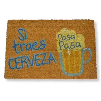 

KOKO DOORMATS DOORMATS entrance original and fun house, DOORMATS for house and garden, 40x60x1.5 cm, natural coconut with base