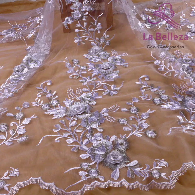 La Belleza новая кружевная ткань с 3D цветами, новое кружево, белая кружевная ткань с 3D цветами, розовое кружевное вечернее платье с 3D цветами - Цвет: Белый
